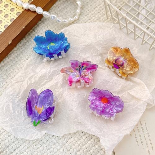PVC Plastic Hair Claw Clip, Flower, handmade, fashion jewelry & for woman, more colors for choice, 55mm, Sold By PC