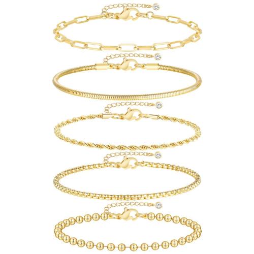 Brass Bracelet, with 2inch extender chain, 18K gold plated, different styles for choice & for woman, Length:Approx 7 Inch, Sold By PC