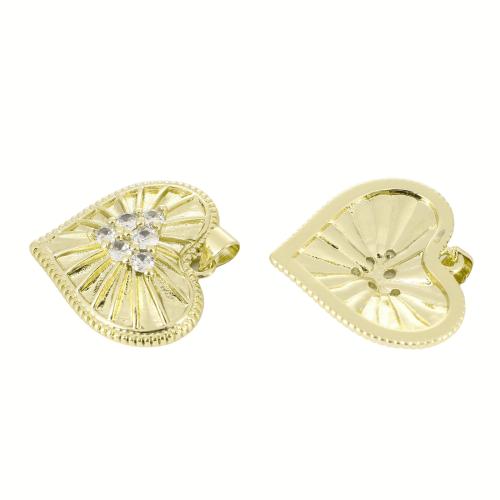 Цирконий Micro Pave латунь подвеска, Латунь, Сердце, плакирован золотом, DIY & инкрустированное микро кубического циркония, 29x26x6mm, продается PC