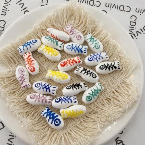 Porcelain Jewelry Beads, Fish, hand drawing, DIY, more colors for choice, 10x20x8mm, Hole:Approx 2mm, 100PCs/Bag, Sold By Bag