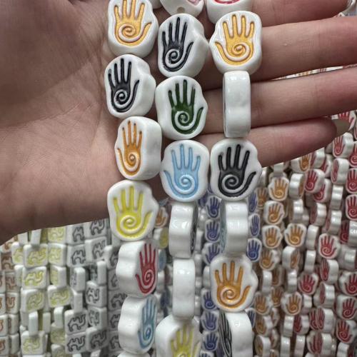 Porcelain Jewelry Beads, Hand, handmade, DIY & evil eye pattern, more colors for choice, 15mm, Sold By PC