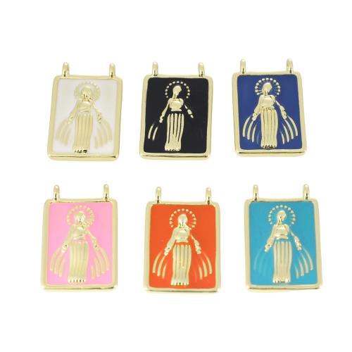 Brass Jewelry Pendants, Rectangle, gold color plated, DIY & enamel, more colors for choice, 19x12x3mm, Sold By PC