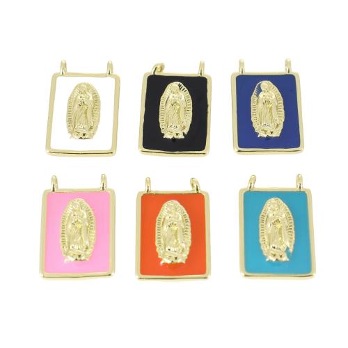Brass Jewelry Pendants, Rectangle, gold color plated, DIY & enamel, more colors for choice, 19x12x3mm, Sold By PC