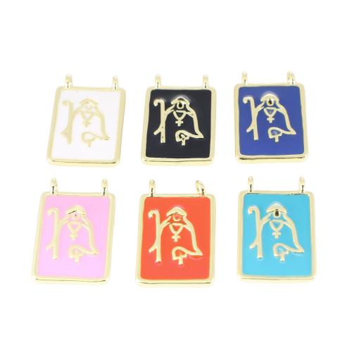 Brass Jewelry Pendants, Rectangle, gold color plated, DIY & enamel, more colors for choice, 19x12x3mm, Sold By PC