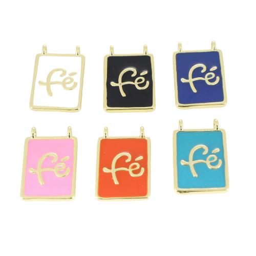 Brass Jewelry Pendants, Rectangle, gold color plated, DIY & enamel, more colors for choice, 19x12x3mm, Sold By PC
