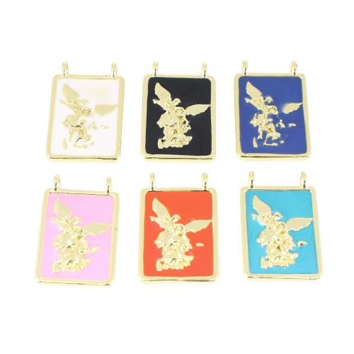Colgantes de la joyería de cobre amarillo, metal, Rectángular, chapado en color dorado, Bricolaje & esmalte, más colores para la opción, 19x12x3mm, Vendido por UD