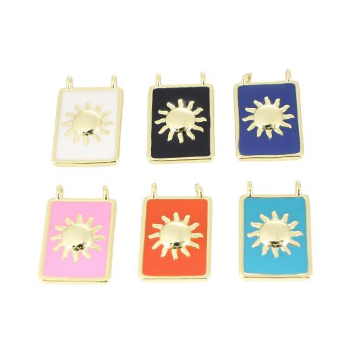 Colgantes de la joyería de cobre amarillo, metal, Rectángular, chapado en color dorado, Bricolaje & esmalte, más colores para la opción, 19x12x3mm, Vendido por UD