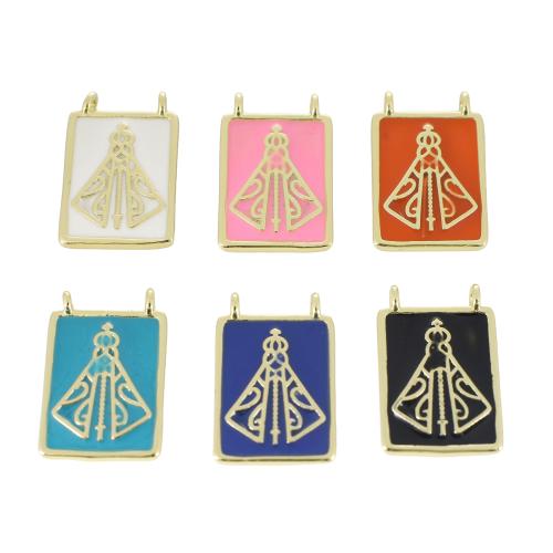 Colgantes de la joyería de cobre amarillo, metal, Rectángular, chapado en color dorado, Bricolaje & esmalte, más colores para la opción, 19x12x3mm, Vendido por UD