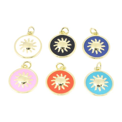 Colgantes de la joyería de cobre amarillo, metal, Redondo aplanado, chapado en color dorado, Bricolaje & esmalte, más colores para la opción, 18x13x2mm, Vendido por UD