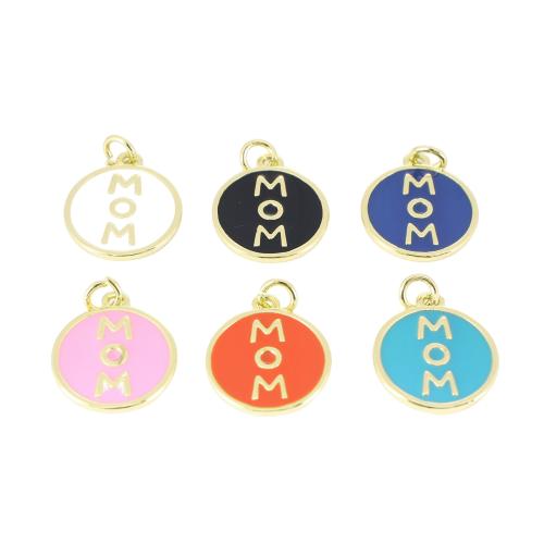 Brass Jewelry Pendants, Flat Round, gold color plated, DIY & enamel, more colors for choice, 18x13x2mm, Sold By PC