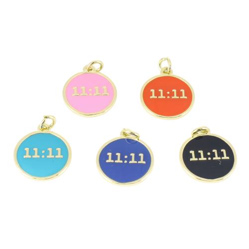 Brass Jewelry Pendants, Flat Round, gold color plated, DIY & enamel, more colors for choice, 18x13x2mm, Sold By PC