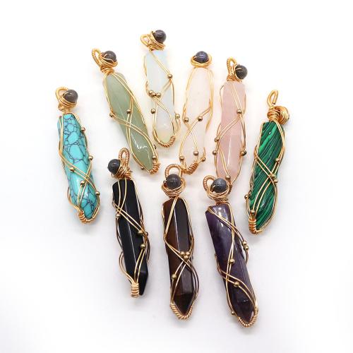 Gemstone Pendants Jewelry, with Brass, Geometrical Pattern, gold color plated, DIY & different materials for choice, 12x67mm, Sold By PC