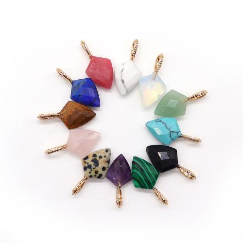 Gemstone Pendants Jewelry, with Brass, Shield, DIY & different materials for choice & faceted, 12x27x6mm, Sold By PC