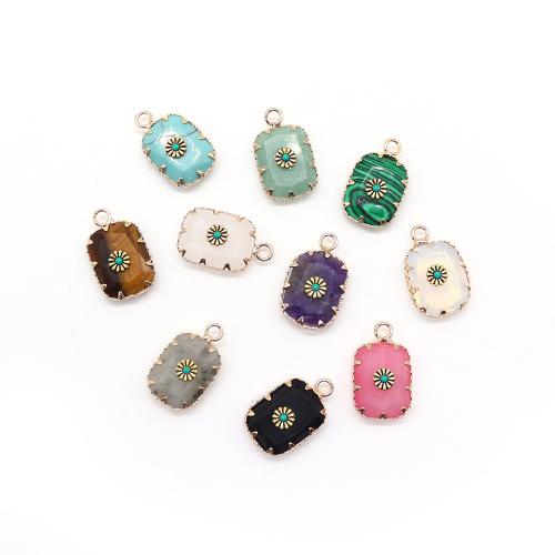 Gemstone Pendants Jewelry, with Brass, Rectangle, plated, DIY & different materials for choice, 13x21x6mm, Sold By PC