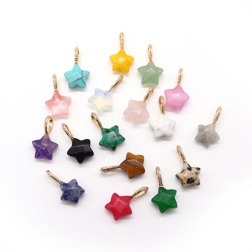 Gemstone Pendants Jewelry, with Brass, Star, plated, DIY & different materials for choice & faceted, 12x21x6mm, Sold By PC