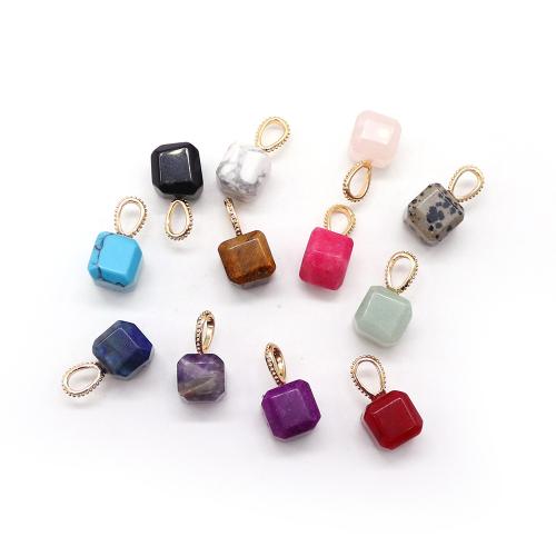 Gemstone Pendants Jewelry, with Brass, Square, plated, DIY & different materials for choice & faceted, 10x19mm, Sold By PC
