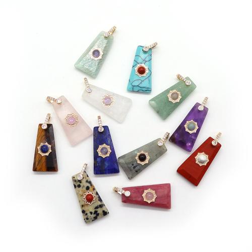Gemstone Pendants Jewelry, with Brass, Trapezium, DIY & different materials for choice & with rhinestone, 13x30mm, Sold By PC