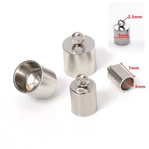 Stainless Steel End Caps, 316 Stainless Steel, DIY, 5x9.50mm, Inner Diameter:Approx 3mm, Sold By PC