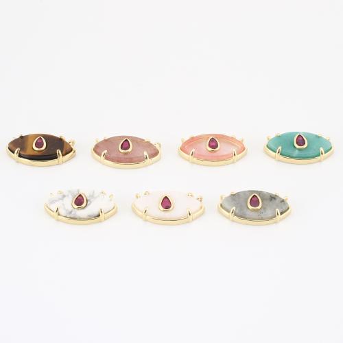 Gemstone Pendants Jewelry, Brass, with Gemstone, Evil Eye, DIY & with rhinestone, more colors for choice, 12x23x5mm, Sold By PC