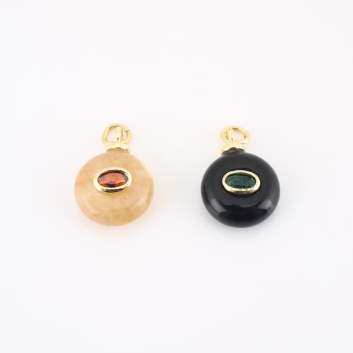 Gemstone Pendants Jewelry, Brass, with Gemstone, DIY, more colors for choice, 20x13x7mm, Sold By PC