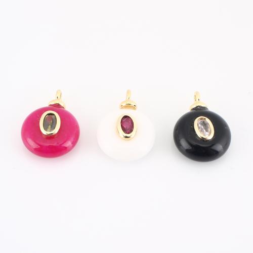 Gemstone Pendants Jewelry, Brass, with Gemstone, DIY & with rhinestone, more colors for choice, 18x13x7mm, Sold By PC