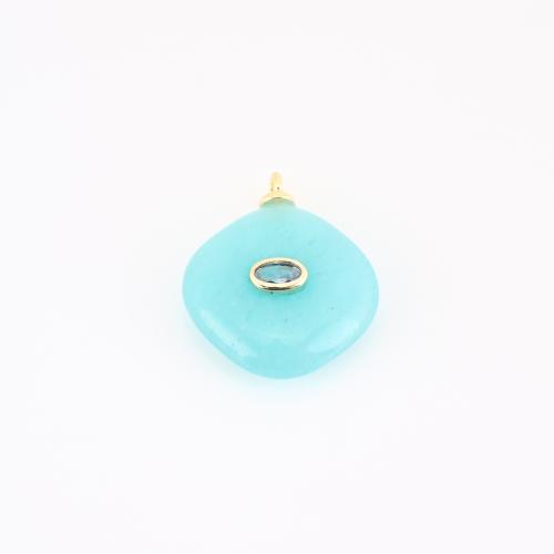 Gemstone Pendants Jewelry, Brass, with Gemstone, DIY, 26x21x7mm, Sold By PC