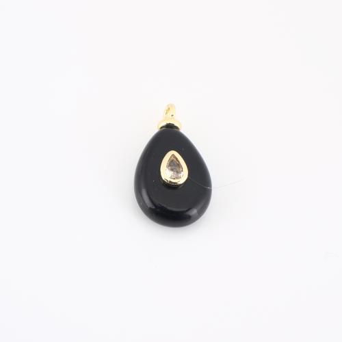Gemstone Pendants Jewelry, Brass, with Gemstone, Teardrop, DIY, 23x13x6mm, Sold By PC
