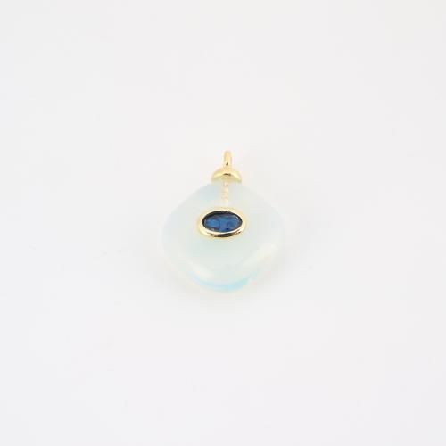 Gemstone Pendants Jewelry, Brass, with Gemstone, Teardrop, DIY, 21x16x6mm, Sold By PC