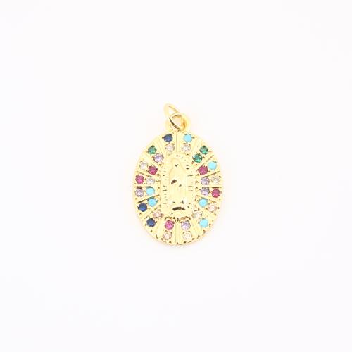 Cubic Zirconia Micro Pave Brass Pendant, gold color plated, DIY & micro pave cubic zirconia, 26x14x3mm, Sold By PC