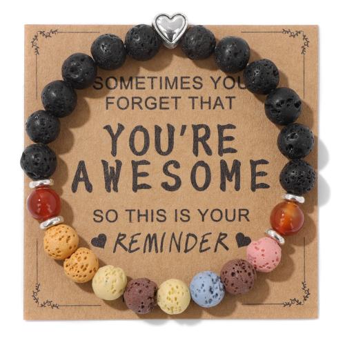 Lava Bracelet, with Gemstone, handmade, fashion jewelry & different materials for choice & Unisex, Length:Approx 19 cm, Sold By PC