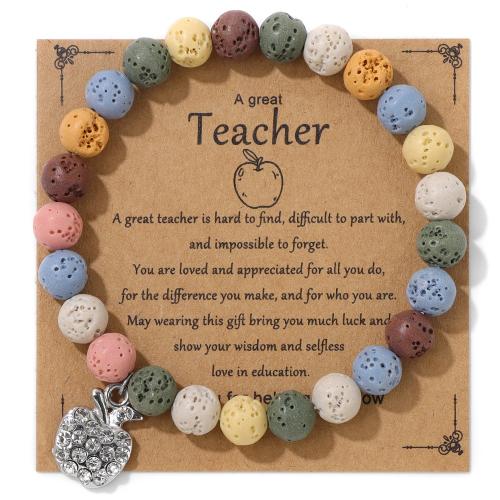 Gemstone Bracelet, with Tibetan Style, Apple, handmade, fashion jewelry & different materials for choice & Unisex & with rhinestone, Length:Approx 19 cm, Sold By PC