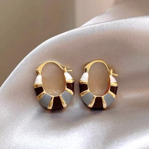 Brass Lever Back Earring, gold color plated, for woman & enamel, more colors for choice, 18x20mm, Sold By Pair