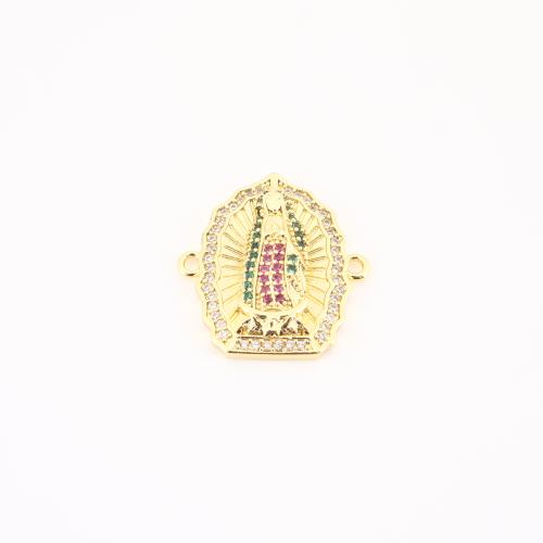 Cubic Zirconia Micro Pave Brass Connector, gold color plated, DIY & micro pave cubic zirconia, 21x20x3mm, Sold By PC