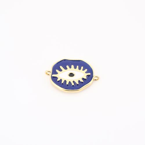 Brass Jewelry Connector, Evil Eye, gold color plated, DIY & enamel, 23x16x2mm, Sold By PC