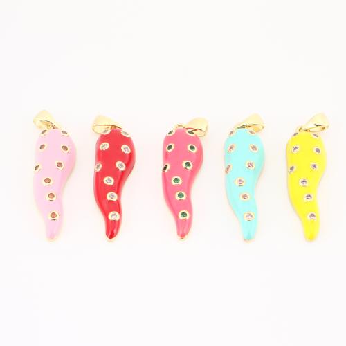 Brass Jewelry Pendants, gold color plated, DIY & enamel & with rhinestone, more colors for choice, 37x19x5mm, Sold By PC