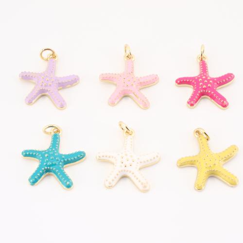 Brass Jewelry Pendants, Starfish, gold color plated, DIY & enamel, more colors for choice, 23x18x4mm, Sold By PC