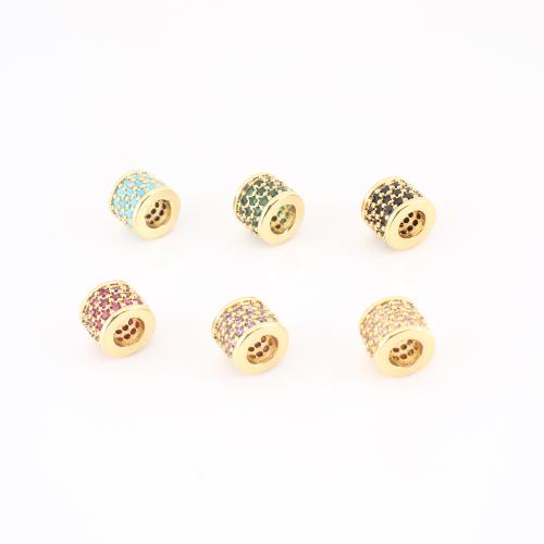 Brass Spacer Beads, gold color plated, DIY & micro pave cubic zirconia, more colors for choice, 6x7x7mm, Sold By PC
