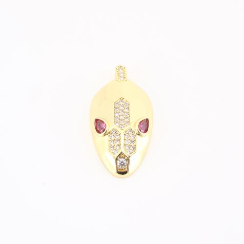 Cubic Zirconia Micro Pave Brass Pendant, gold color plated, DIY & micro pave cubic zirconia, 30x15x6mm, Sold By PC