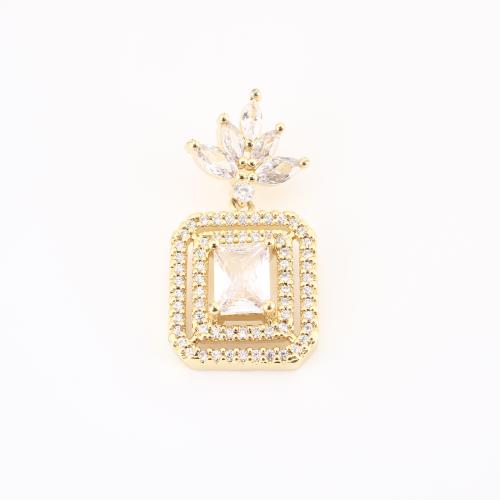 Cubic Zirconia Micro Pave Brass Pendant, gold color plated, DIY & micro pave cubic zirconia, 33x17x7mm, Sold By PC