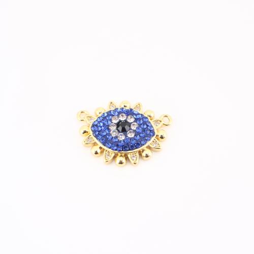 Cubic Zirconia Micro Pave Brass Connector, Eye, gold color plated, DIY & micro pave cubic zirconia, 22x16x4mm, Sold By PC