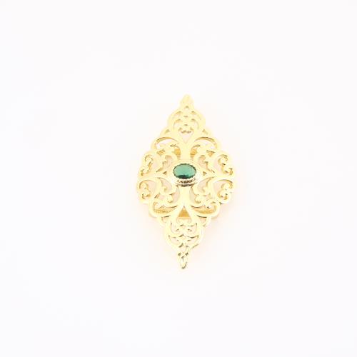 Cubic Zirconia Micro Pave Brass Pendant, gold color plated, DIY & micro pave cubic zirconia & hollow, 24x18x5mm, Sold By PC