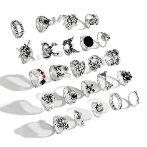 Tibetan Style Ring Set, plated, punk style & Unisex & different styles for choice & enamel, US Ring Size:4-8, Sold By Set