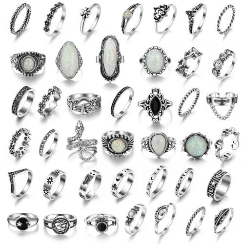 Tibetan Style Ring Set, with turquoise & Resin, plated, vintage & Unisex & different styles for choice & enamel, Sold By Set