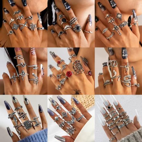 Tibetan Style Ring Set, with Resin, plated, vintage & Unisex & different styles for choice, Sold By Set