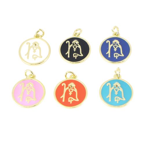 Brass Jewelry Pendants, Flat Round, gold color plated, DIY & enamel, more colors for choice, 18x13x2mm, Sold By PC