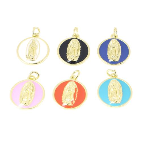 Brass Jewelry Pendants, Flat Round, gold color plated, DIY & enamel, more colors for choice, 18x13x2mm, Sold By PC