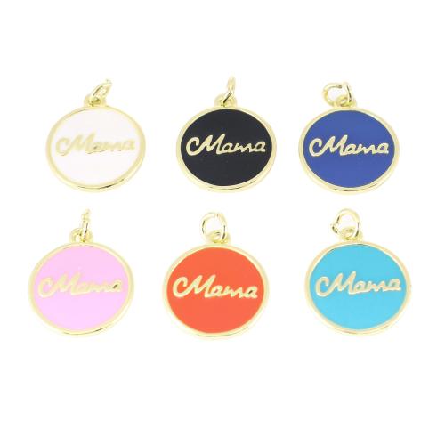 Brass Jewelry Pendants, Flat Round, gold color plated, DIY & enamel, more colors for choice, 18x13x2mm, Sold By PC