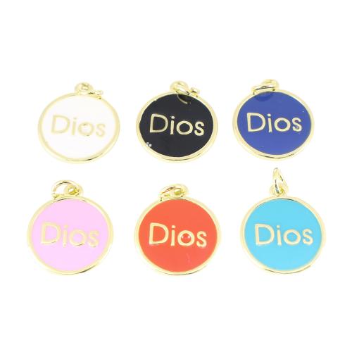 Colgantes de la joyería de cobre amarillo, metal, Redondo aplanado, chapado en color dorado, Bricolaje & esmalte, más colores para la opción, 18x13x2mm, Vendido por UD