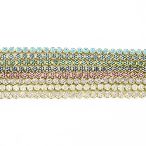 Brass Necklace, gold color plated, Unisex & micro pave cubic zirconia, more colors for choice, 430x6x4mm, Sold By PC