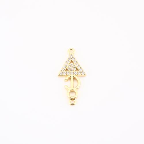 Цирконий Micro Pave латунь подвеска, Латунь, плакирован золотом, DIY & инкрустированное микро кубического циркония, 24x11x2mm, продается PC